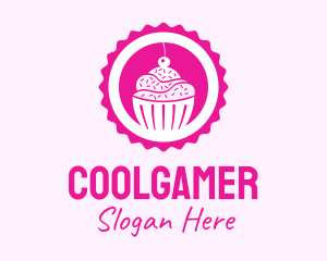Pink Cupcake Badge Logo