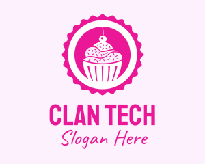 Pink Cupcake Badge Logo