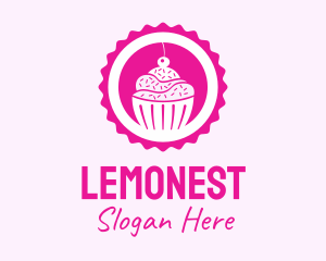 Pink Cupcake Badge Logo