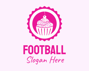 Pink Cupcake Badge Logo