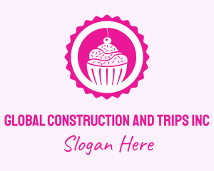 Baking - Pink Cupcake Badge logo design