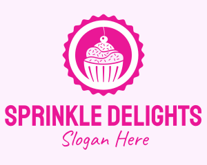 Sprinkle - Pink Cupcake Badge logo design