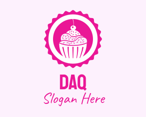 Sweet - Pink Cupcake Badge logo design