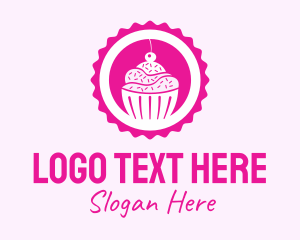 Pink Cupcake Badge Logo