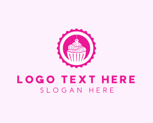 Sprinkle - Pink Cupcake Badge logo design