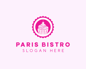 Pink Cupcake Badge logo design