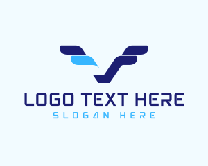 Freight - Flight Wings Letter V logo design