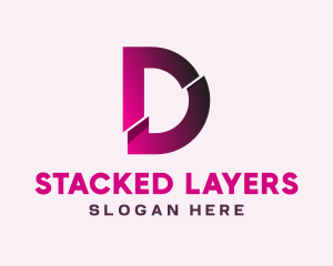 Gradient Slice Letter D logo design