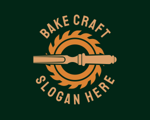 Wood Carpentry Tools logo design