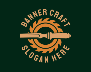 Wood Carpentry Tools logo design