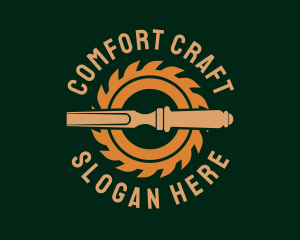 Wood Carpentry Tools logo design