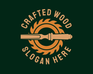 Wood Carpentry Tools logo design