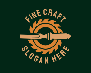 Wood Carpentry Tools logo design