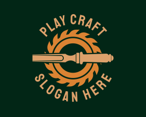 Wood Carpentry Tools logo design