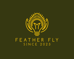 Peacock Feather Light Bulb logo design