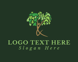 Vegan - Human Yoga Tree logo design