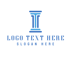 Column - Blue Pillar T logo design