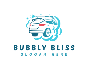 Bubbles Pressure Washer Car logo design