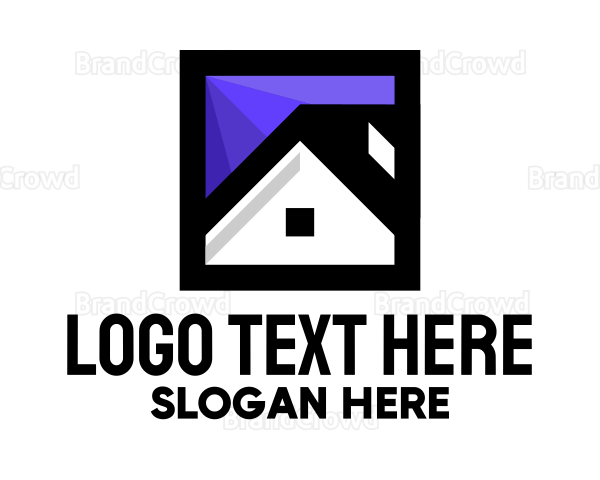 Square House Home Roof Logo