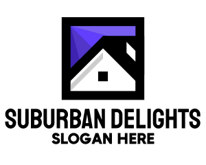 Suburban - Square House Home Roof logo design