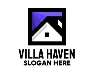 Villa - Square House Home Roof logo design