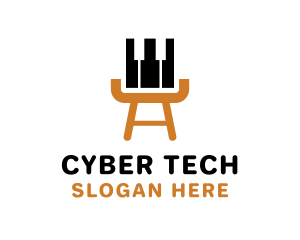 Organ - Chair Piano Keys logo design