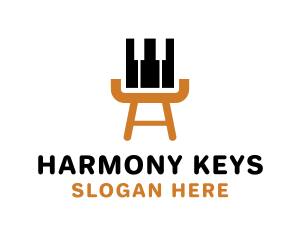 Pianist - Chair Piano Keys logo design