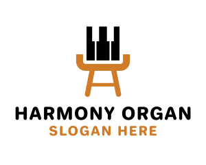 Organ - Chair Piano Keys logo design