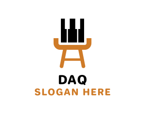 Orange Instrument - Chair Piano Keys logo design