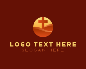 Religion - Sun Wave Cross logo design