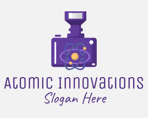 Atomic - Violet Atom Camera logo design