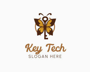 Elegant Butterfly Key  logo design