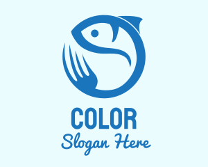 Cutlery - Blue Fish Resto logo design