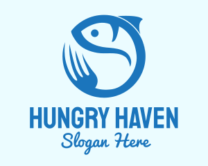 Hungry - Blue Fish Resto logo design