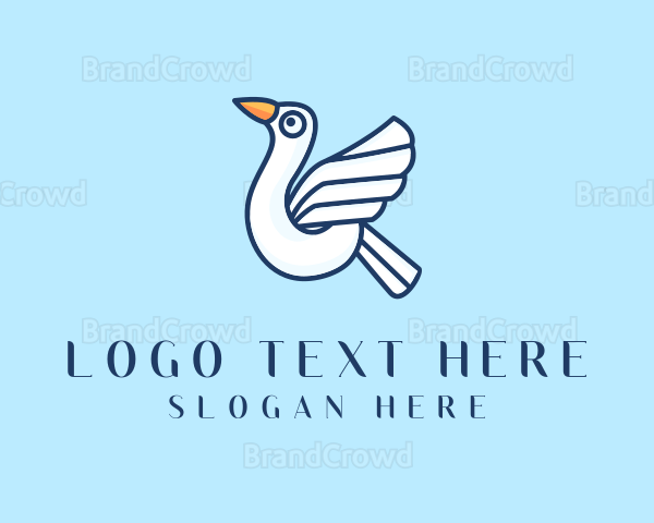 Flying Seagull Bird Logo