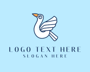 White - Flying Seagull Bird logo design