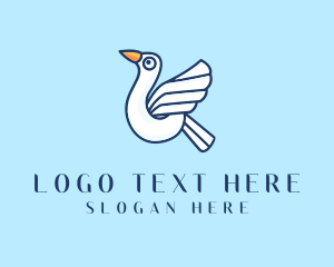 Stork - Flying Seagull Bird logo design