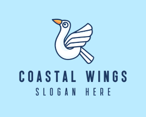 Flying Seagull Bird logo design