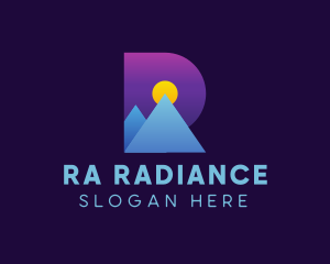 Gradient Mountain Letter R logo design