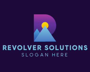 Gradient Mountain Letter R logo design