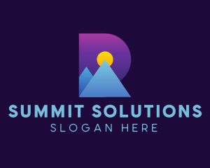 Mount - Gradient Mountain Letter R logo design