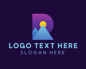 Tourist Spot - Gradient Mountain Letter R logo design