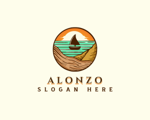 Beach Sailboat Travel logo design