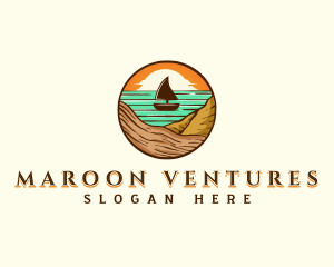 Beach Sailboat Travel logo design