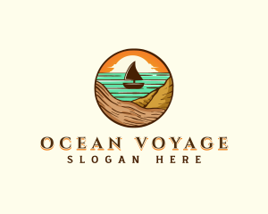 Beach Sailboat Travel logo design