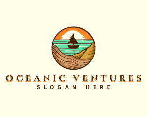 Beach Sailboat Travel logo design