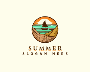 Beach Sailboat Travel logo design