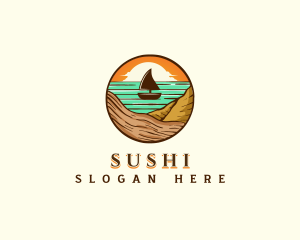 Beach Sailboat Travel logo design