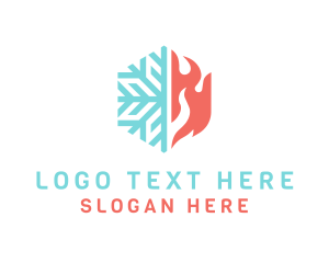 Snowflake - Fire Snow Hexagon logo design