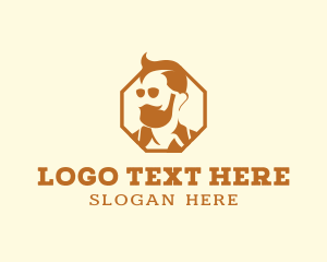 Hexagon - Beard Sunglasses Man logo design